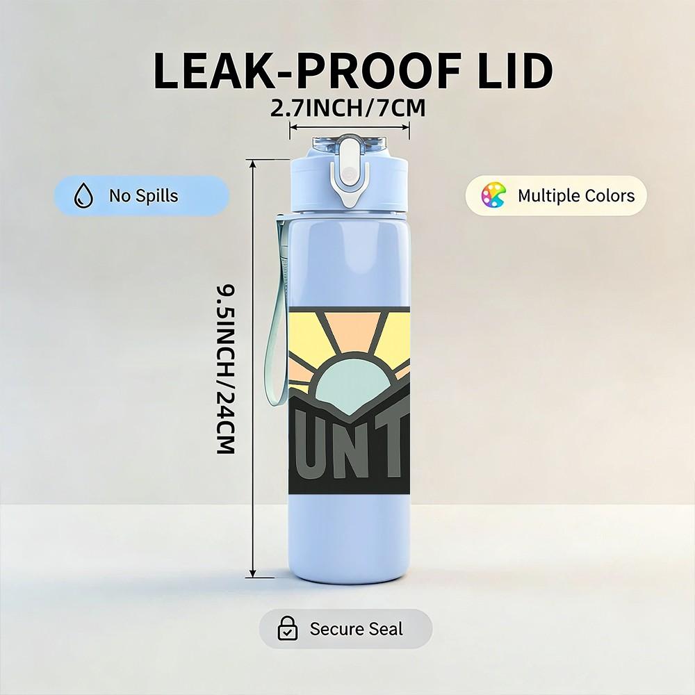 1PC Sunrise Mountain Outdoor Scenery Print 750ml Color Plastic Sports Water Bottle Leakproof Flip Straw Lid Suitable for Sports Office Home Use