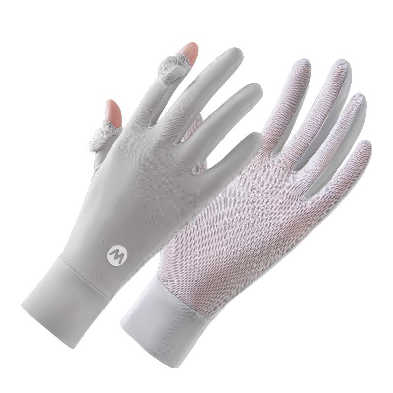 Neue Sonnenschutzhandschuhe für Damen Eisseide Radfahren Dünn Rutschfest Atmungsaktiv UV-Beständig Fingerfreie Sommer-Fahrhandschuhe