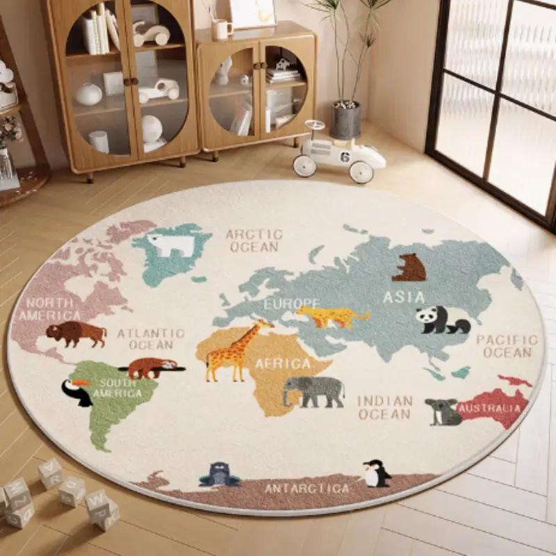 

Круглый ковер с мультяшными животными, Ковер для гостиной, Прикроватный ковер для спальни, Грязеотталкивающий декоративный ковер, Легкий в уходе ковер 80*80
