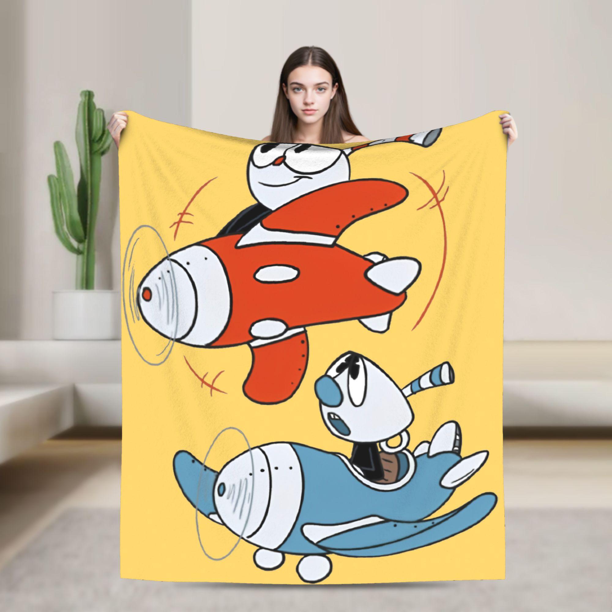 

CUPHEAD Devil Blankets Coral Fleece Plush Winter Mugman Breathable Lightweight Thin Throw Blankets for Home Car Plush Thin Quilt 30x40in