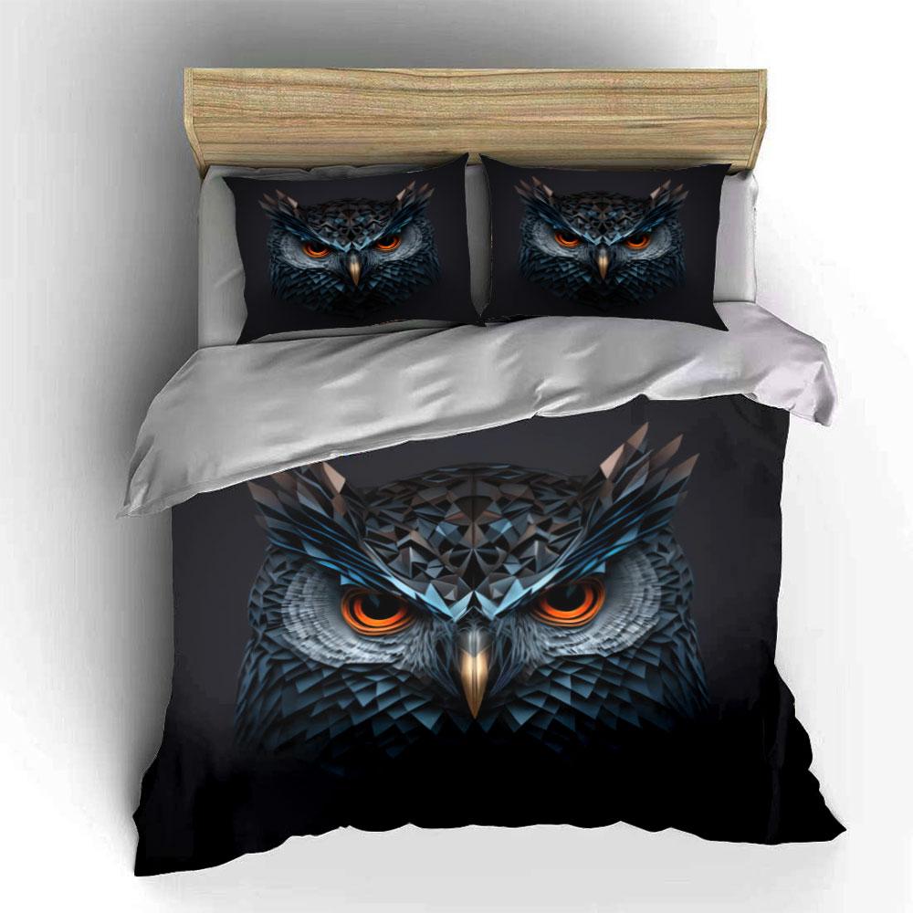Geometric Owl Art Decor Set Multiple Sizes Kid'S And Adults' Bedroom Exquisite 3Pc Bedding Set, Gift
