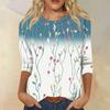 Women's Fashion Casual Seven Sleeve Printed Round Neck T-Shirt Top