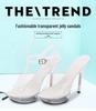 1099 Sexy High Heels: 13CM Stiletto Platform Sandals, Crystal-Clear Wedding & Banquet Shoes