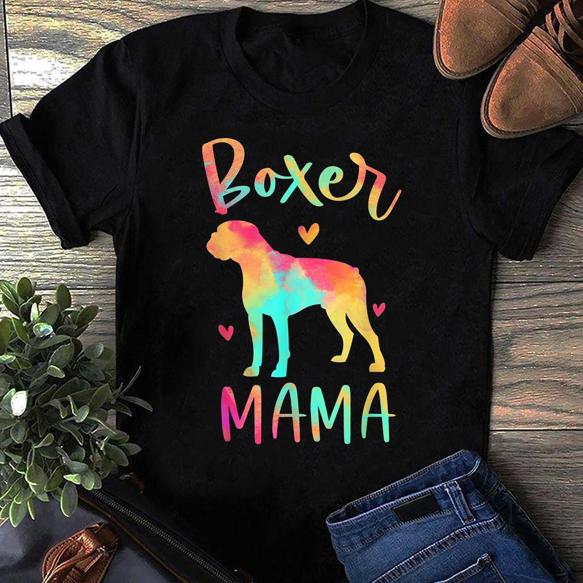 Boxer Mama Colorful Boxer Gifts Dog Mom Women T Shirts S чёрный