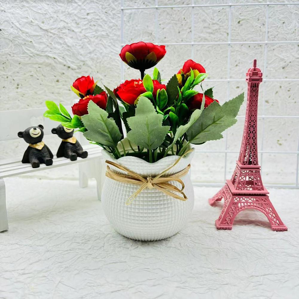 

Camellia Sp Faux Greenery Plant With Silk And Plastic For Home Decor And Photography Backgrounds червоний