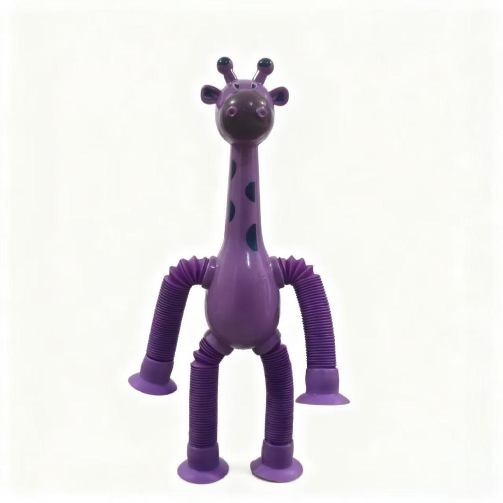 Suction Cup Giraffe Light-Up Extendable Tube Educational Cartoon Toy for Kids