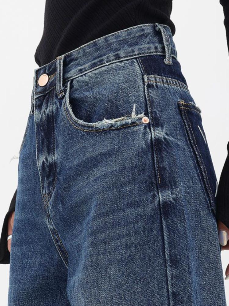 American Fashion Vintage Loose Jeans Women High Waist Vintage Y2k Harajuku Denim Trousers Female Retro Casual Wide Pants New