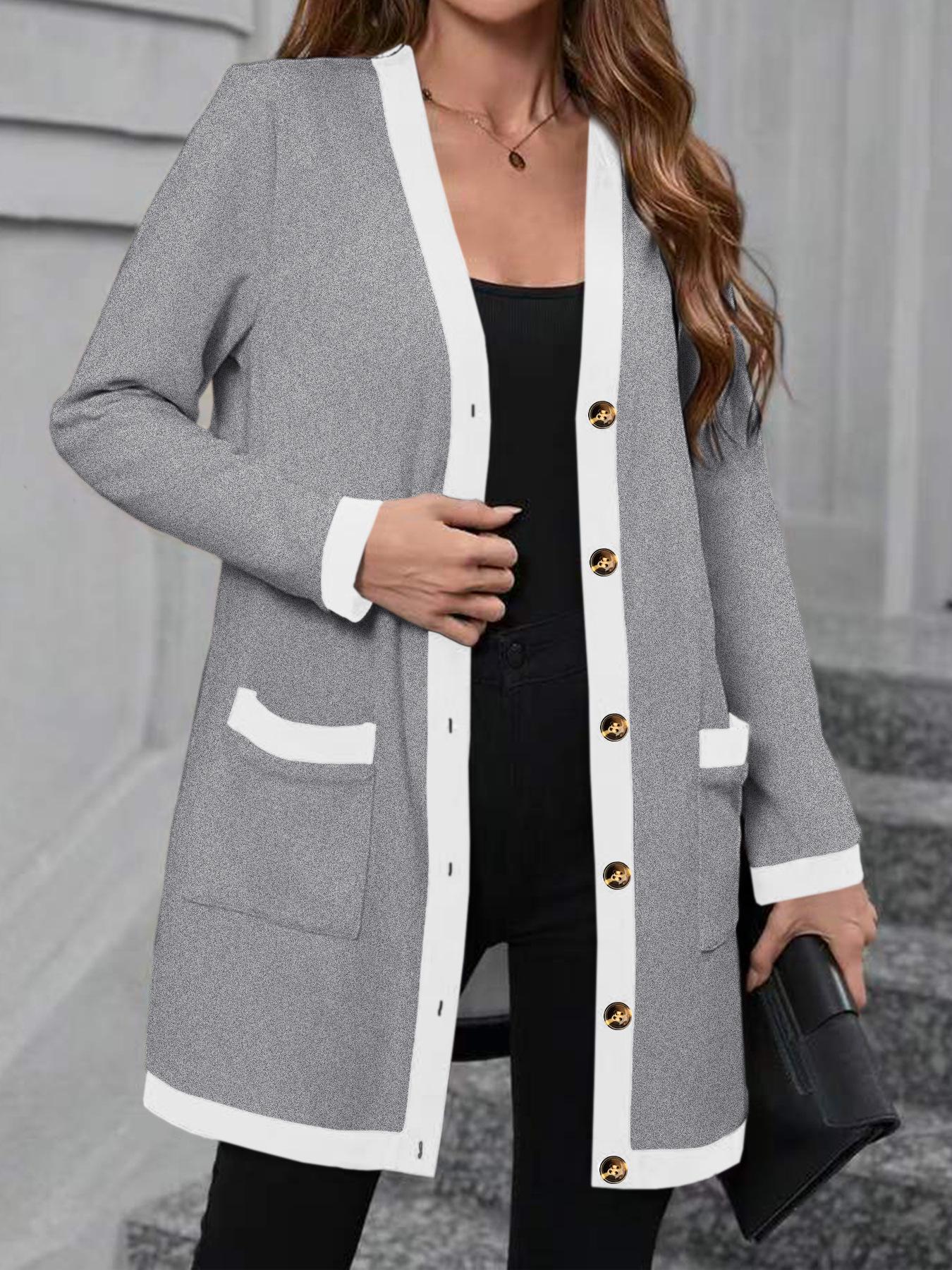 2025 Женский Осенний Модный Топ в Стиле Пэчворк с Цветными Блоками, Однобортный XL