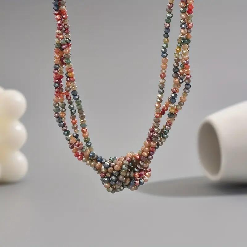 Women Bohemian Multilayer Color Crystal Clavicle Short Necklace