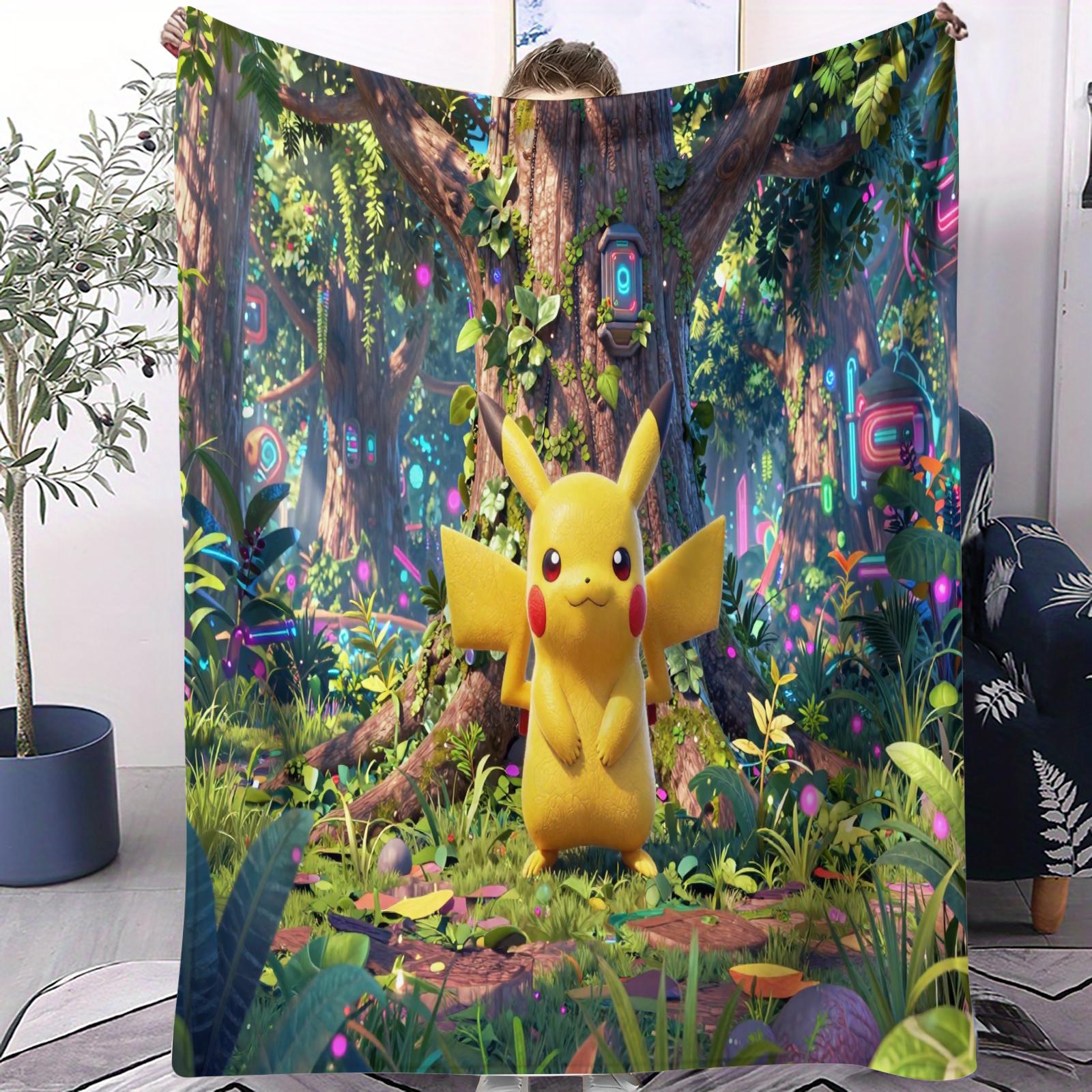 

Viral Pikachu Anime Pokemon Blanket Soft Plush For Office Home Camp Nap Leisure Birthday Gift Multifunctional Universal Blanket 70x100cm