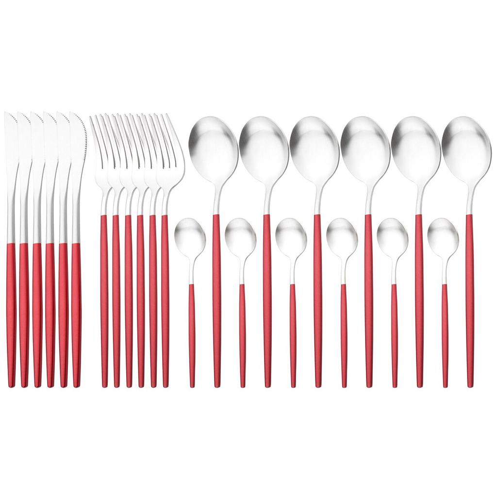24pcs Black Cutlery Set Dinner Knives Fork Tea Spoon Dinnerware Matte Stainless Steel Tableware Flatware Kitchen Silverware Set