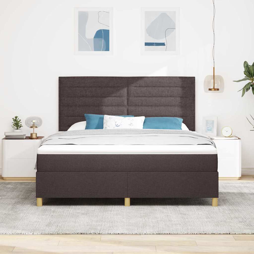Box Spring Bed with Mattress Dark Brown 180 x 200 cm Fabric
