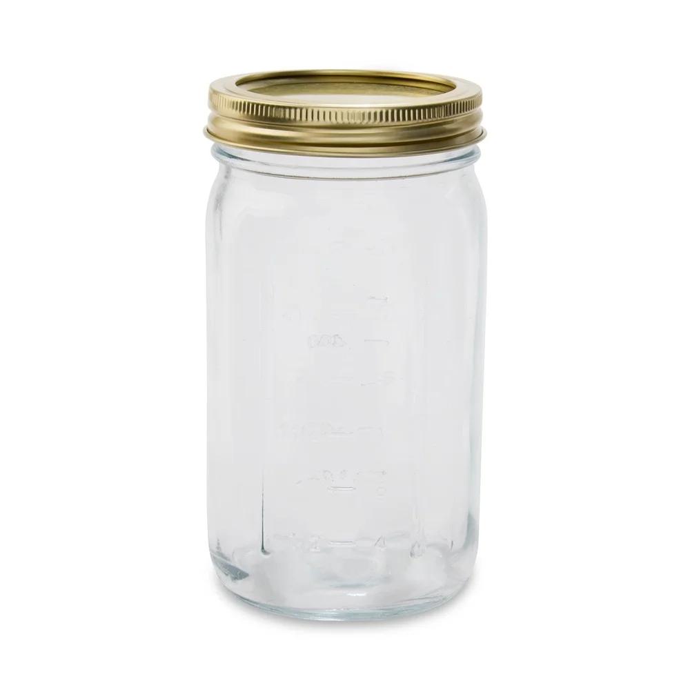 32oz Clear Glass Canning Jars with Airtight Seal Set of 12 Wide Mouth Jars Metal Lids Food Storage Preserving Jams Pickles