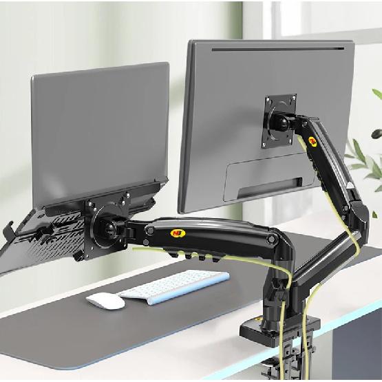 Supporto a Braccio Doppio a Molla a Gas Desktop NB F160 + FP-2 per Monitor 17"-27" + Supporto per Laptop 10"-17" Supporto a Pressione d'Aria Carico 2-9kg