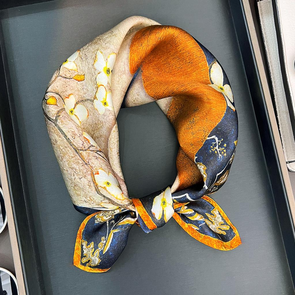 100% Natural Real Silk Scarf Kerchief Foulard Female Bandana Scarves For Women Hijab Tie Shawl Wraps Square Popular Headkerchief