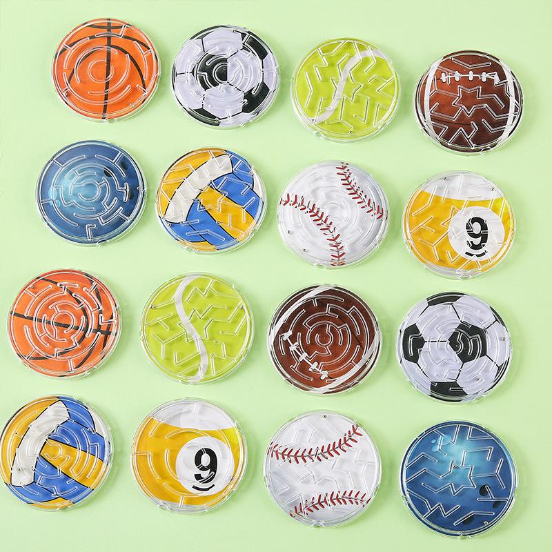20Pcs Cartoon Sports Football Basketball Maze Puzzle Educational Toys for Birthday Party Favors Kindergarten Pinata Fillers