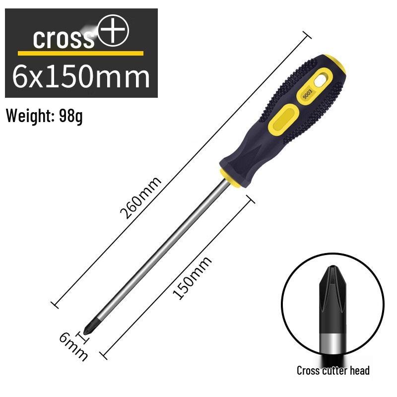 High Strength Phillips & Slotted Screwdriver Set with Non-Slip Magnetic Handle, Chrome Vanadium, High Hardness