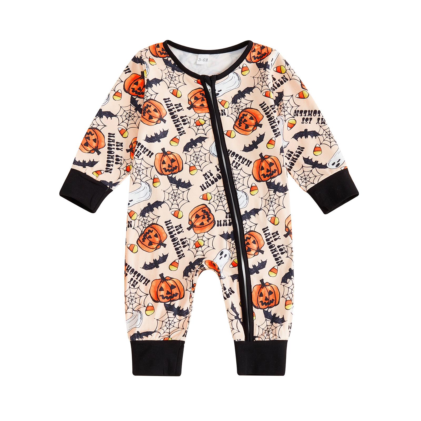 

Autumn Baby Boy Halloween Pumpkin Print Zipper Romper 3-6 Months (70)