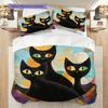 Black Cat Pattern Bedding Quilt Set Quilt Cover Pillowcase Home Decoration Birthday Gift (1 * Duvet Cover + 2 * Pillowcase, Without Core)
