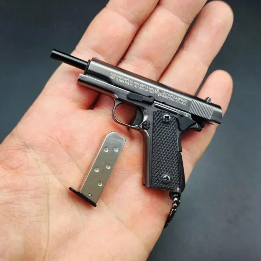 1:3 Alloy 1911 Pistol Model Miniature Detachable Toy Gun Keychain Backpack Pendant Decoration Gift For Boys Adult
