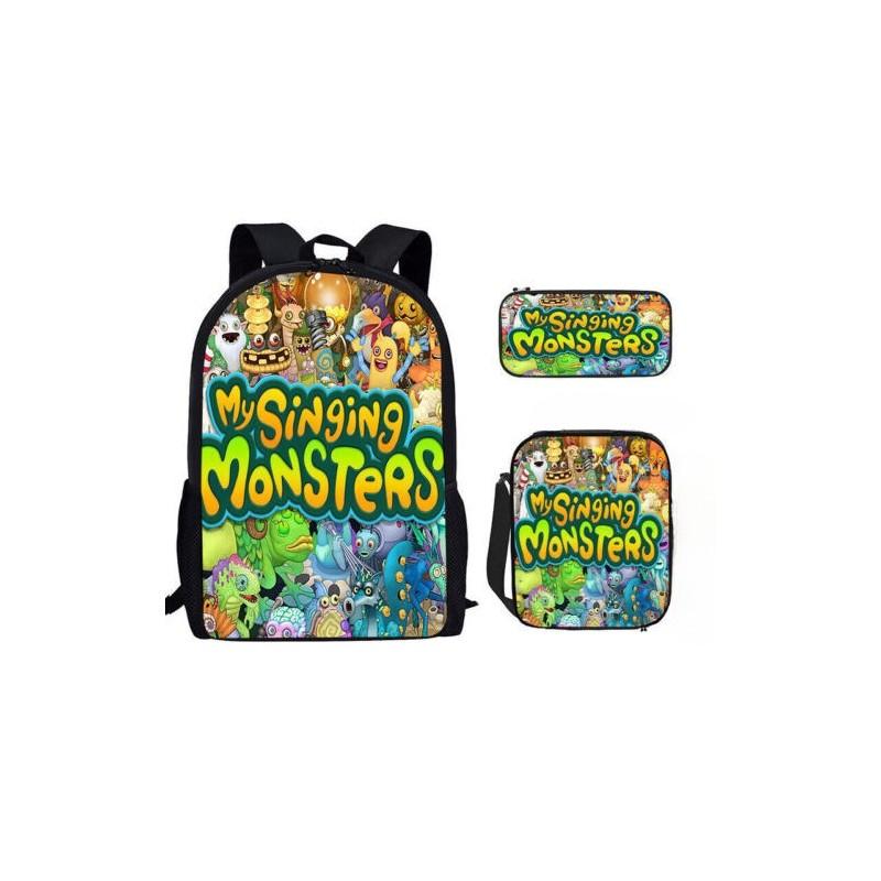 My Singing Monsters Cartoon Backpack Set With Breathable Oxford Fabric For School Kids