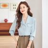 Teluoman Women's Swallow Collar Long Sleeve Professional Shirt