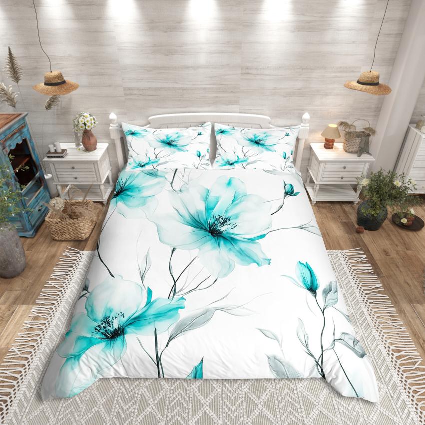 Homewish Cartoon Cat Duvet Cover SetColorful Flower Floral Comforter Cover SetBlack Kitten Bed Set For Girls Kids
