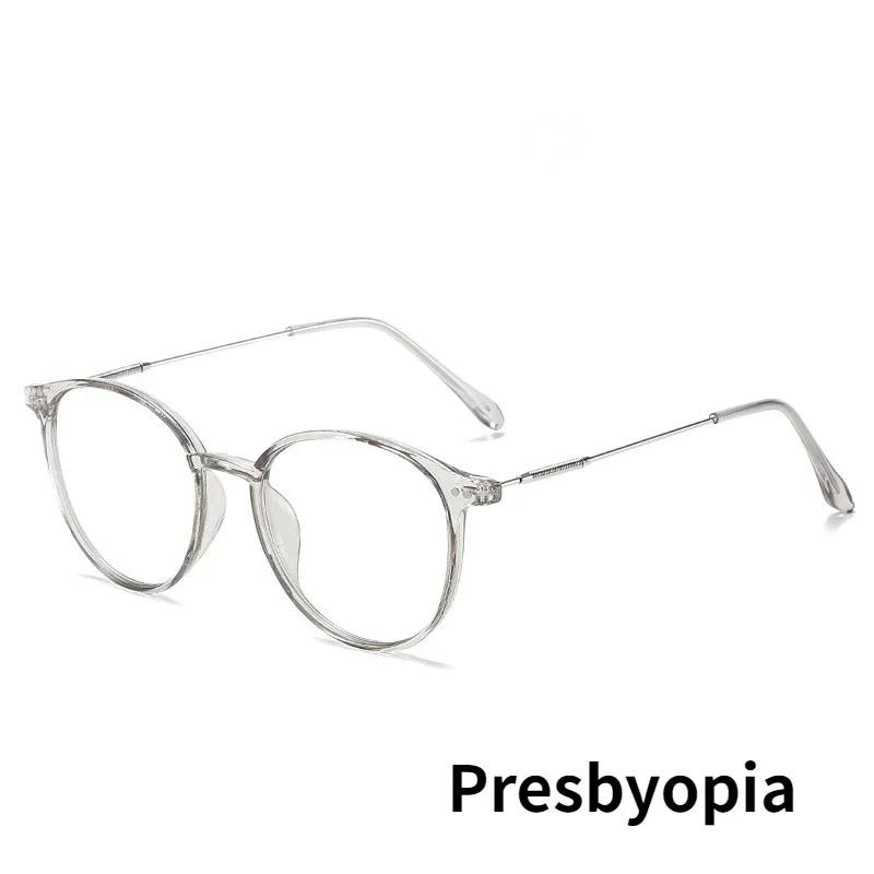 Ladies Round Frame Multifocal Presbyopia Glasses Anti Blue Light Finished Progressive Reading Eyeglasses Prescription Eyewear