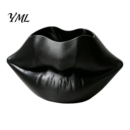 Romantic Valentine Gift for Her Lip Shaped Storage Holder, 3D Printed Red Sculpture Vase, Artistic Decor Desktop Organizer Makeup Brushes Pens,