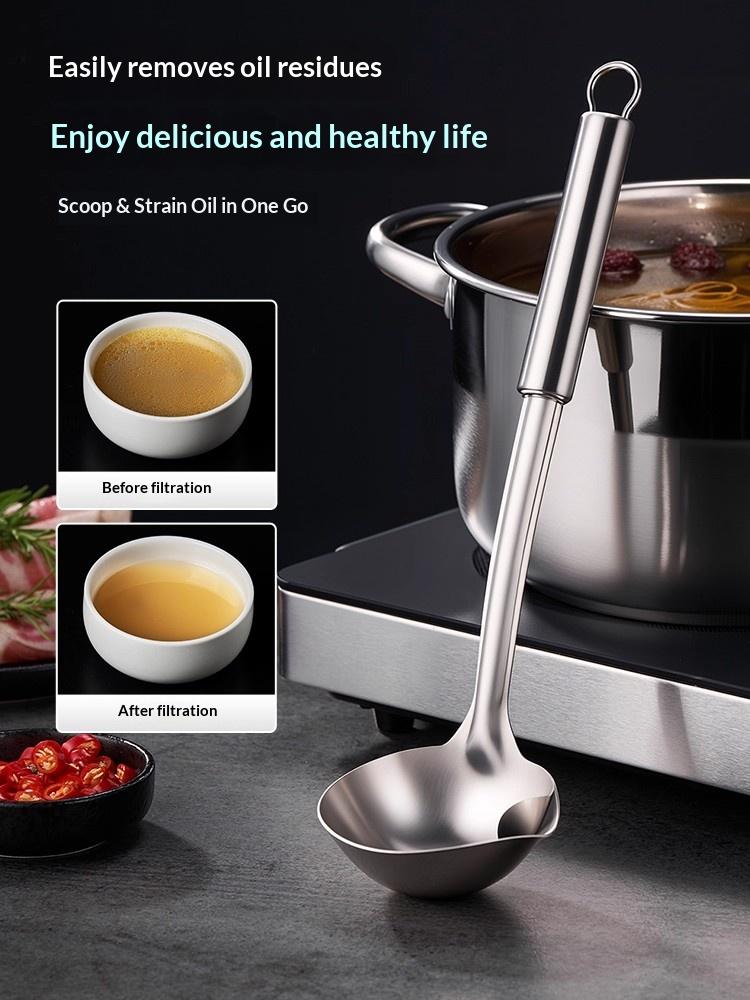Gianxi 304 Stainless Steel Oil Separating Spoon  Oil Filtering Tool  Oil Removing Soup Separation Spoon For Household Use