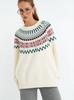 Vintage Jacquard Christmas Red Fair Island Sweater Women's Pullover Loose Autumn and Winter Lazy Knitted Sweater Women's Versatile