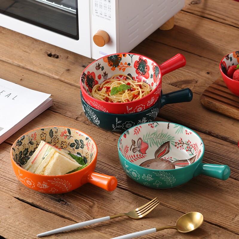 Kreatives Cartoon-Kaninchen-Griffschüssel- & Essstäbchen-Set