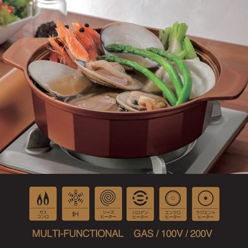 VISIONS CP-8806 28cm Tabletop Pot, IH Compatible, with Glass Lid, Gold Coating