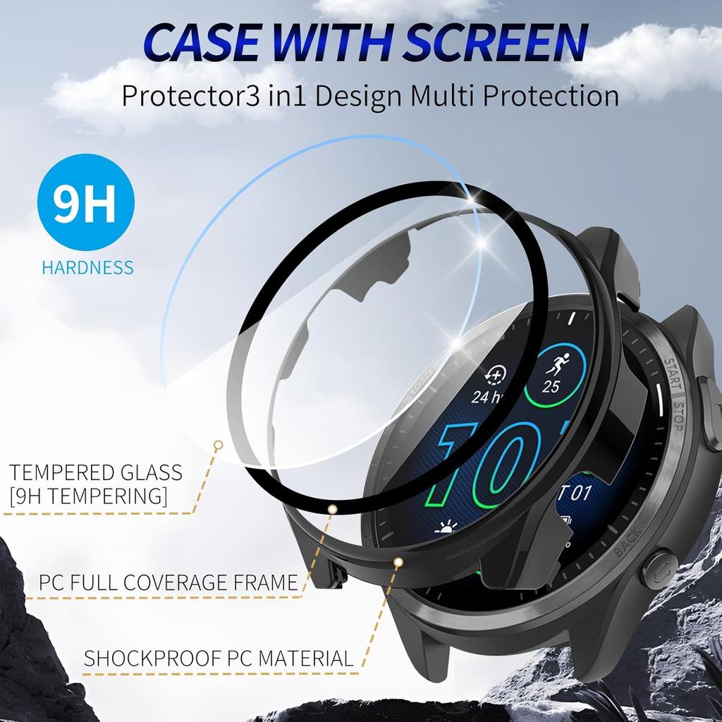 Tempered Glass Screen Protector For Garmin Forerunner 965 PC Case Protective Cover For Garmin Forerunner 965 Shell Accessories