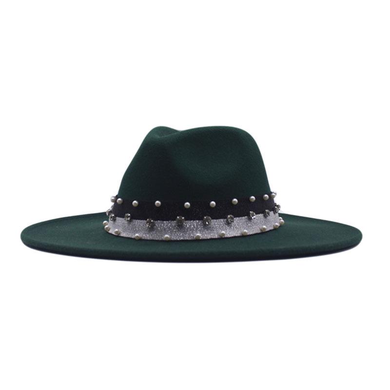 New Elastic Webbing Point Drill Men and Women Couple Hat Woolen Top Hat M Big Brim Jazz Hat