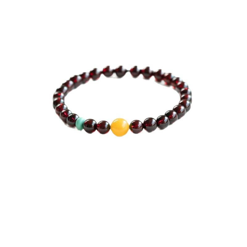 Women's Natural Garnet & Jade Bracelet - Wine Red Crystal Gemstone Beaded Jewelry Gift