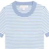 Michael Kors Striped Round Neck Pullover Short Sleeve T-Shirt Women Tops Blue MS260BS5BU424
