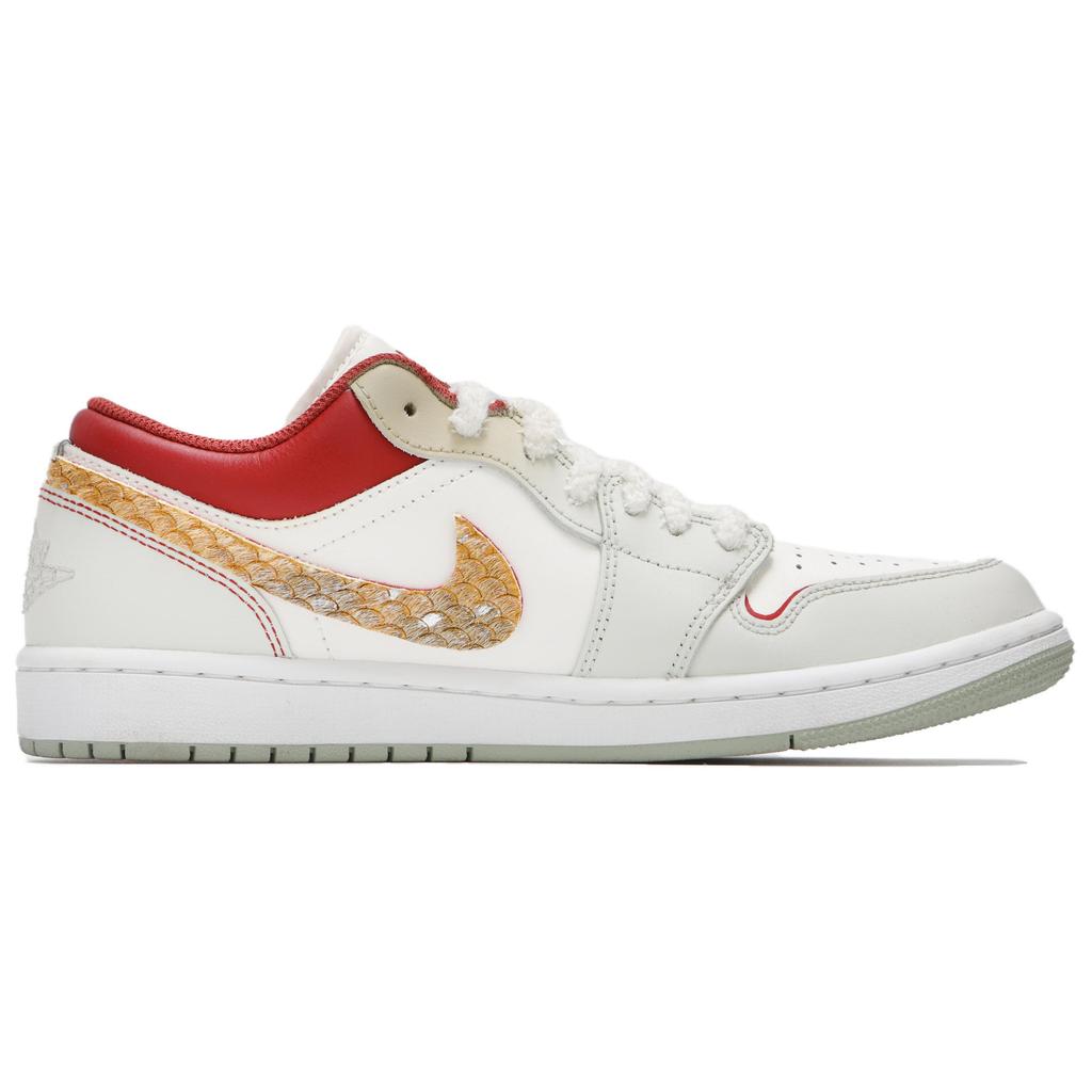 Jordan Air Jordan 1 Abrasion Resistant Abrasion Resistant Low top Vintage Basketball Shoes Men's Beige Red 553558-133(Teamfour-)