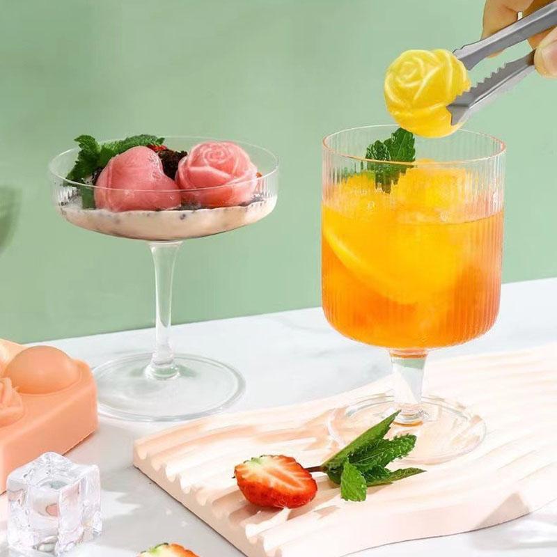 Silicone Molds Ice Cube Tray With Lid Rose Flower Heart Shape Reusable Ice Mold Bar Kitchen Accessories Ice Cream Maker Tool