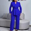 Damskie Zestawy 2-częściowe Plus Size Blazer z Długim Rękawem z Falbaną i Nierównym Dołem + Spodnie Garnitur Biznesowy Zestaw do Pracy Biurowej