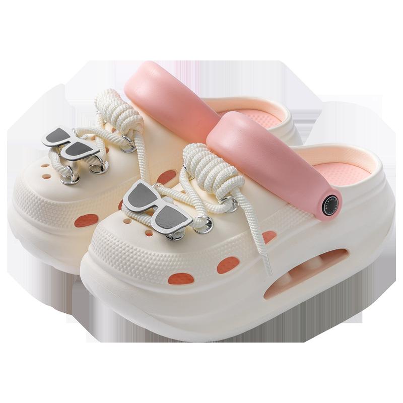 Modische Schuhe, rutschfest und geruchshemmend, Sandalen und Hausschuhe mit dicker Sohle zur Höhensteigerung für den Außenbereich