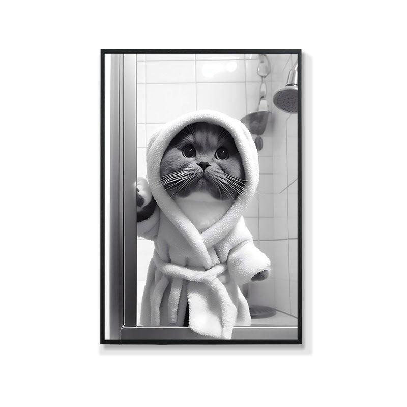 Retro Creative Animal Bathroom Canvas Painting Lion Cat Bar Toilet Bathroom Decoration Painting for Modern Living Room Asian Style Home Decor