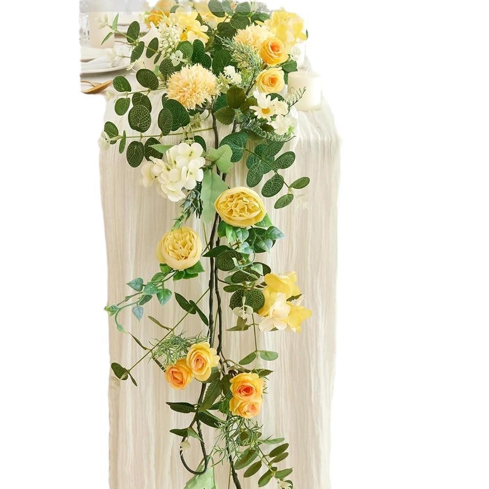 1.9 Meters Eucalyptus Leaves With Flower Simulation Rattan Wedding Table Center Decoration Artificial Fake Flower Green