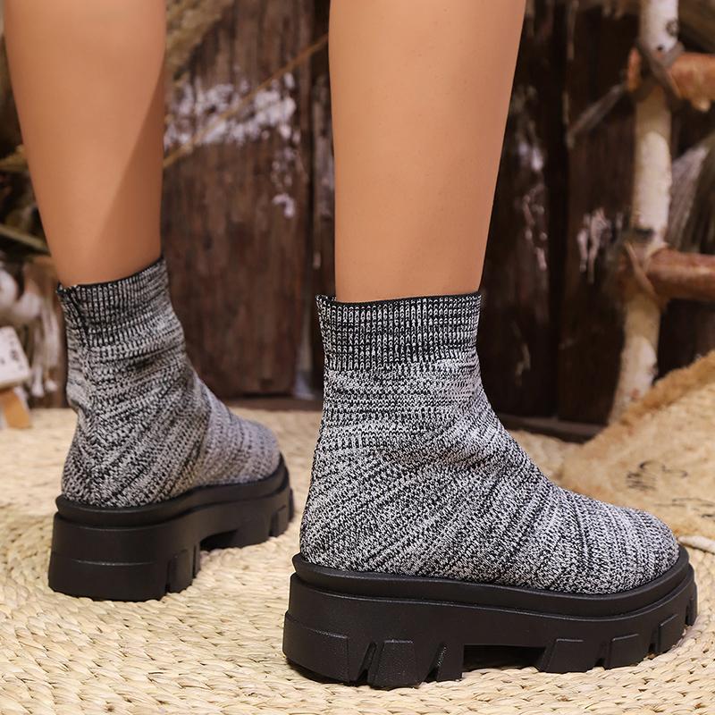 Fashion Fashion Knitting Platform Boots for Women Autumn Winter High Top Casual Socks Shoes Woman Thick Sole Non Slip Ankle Botas Mujer