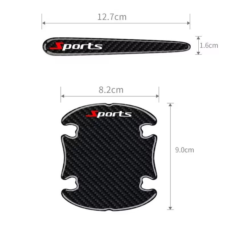 8PCS Carbon Fiber Pattern Car Door Bowl Protective Stickers Door Handle Anti-Scratch Stickers Drop Glue Anti-Collision Strips Pa