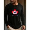 Hockey Print Long Sleeve T-Shirt Moisture Wicking Comfortable Gym Top