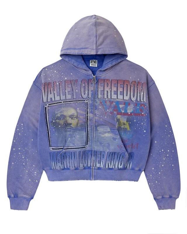 Europe, America 2025 American Graffiti Printing Men's and Women's Loose Casual Zipper Hooded Sweater Trendy Brand