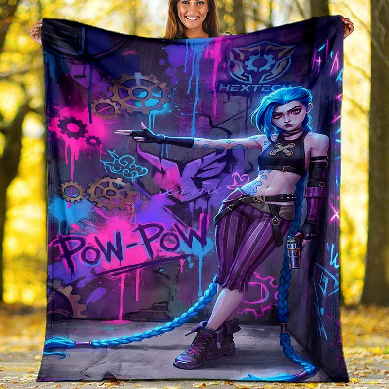 1pc Game L-Lol Theme Blanket - Digital Print, Polyester, Cozy for All Seasons, Perfect for Outdoor, and Travel