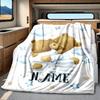 Teddy Bears In Pajamas Hugging Under Clouds And Stars Blanketcustomizable With Your Namecomfortable And Stylish Perfect For Travel Beds Chairs Offices