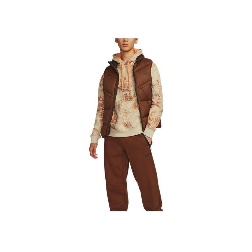 Nike Solid Color Sports Casual Stand Collar Down Vest With Zipper Men Vest Brown DV1136-259